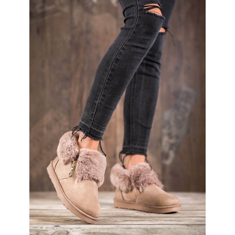 Kylie Alacsony Mukluki szőrmével barna 2