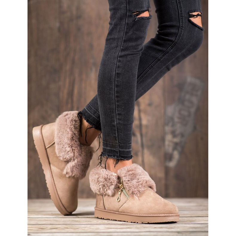 Kylie Alacsony Mukluki szőrmével barna 1