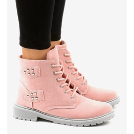 Rózsaszín velúr lapos csizma TL93-4 2