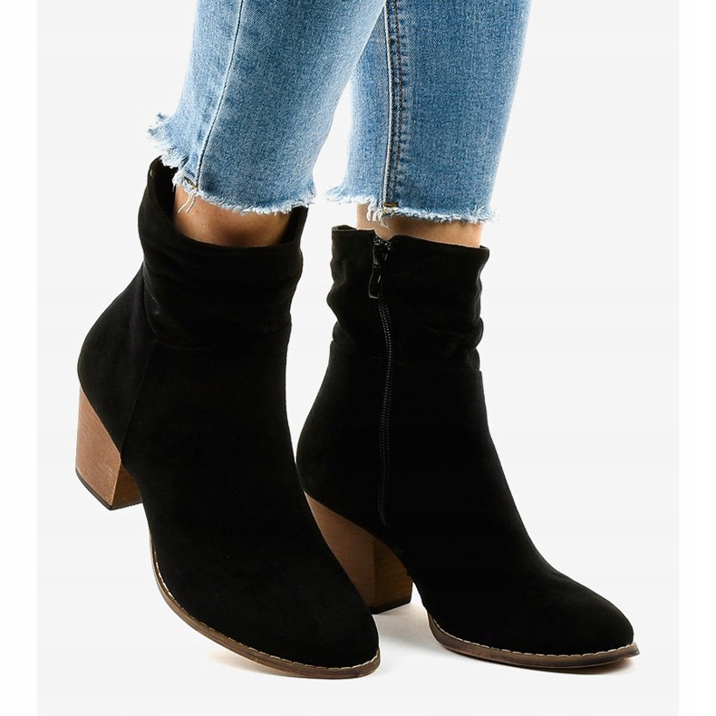 Fekete velúr cowboy csizma E2250 2