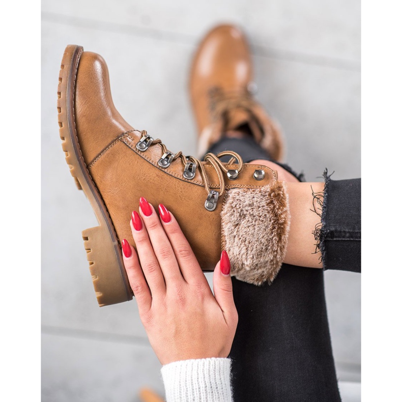 SHELOVET Kötett csapdák szőrmével barna 2