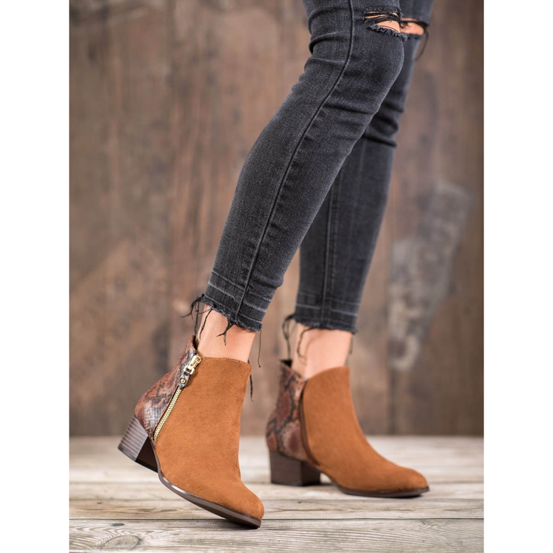 Kylie Camel Snake Print csizma barna 2