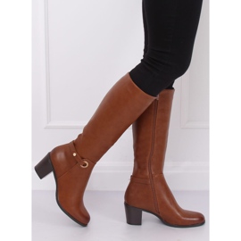 Klasszikus magas sarkú csizma teve BM-9090 Camel barna 2