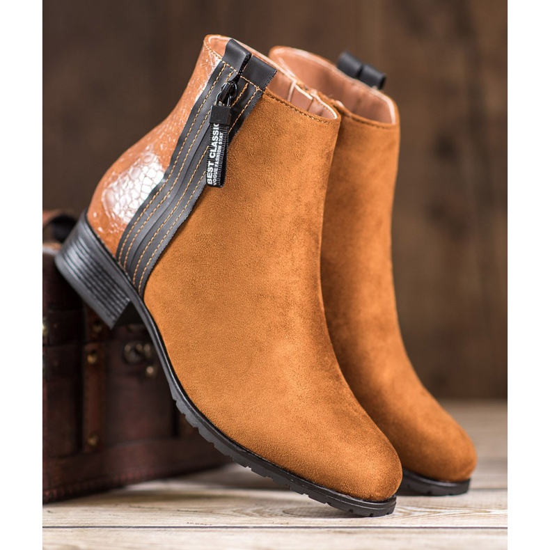 Erynn Csizma dekoratív cipzárral barna 1