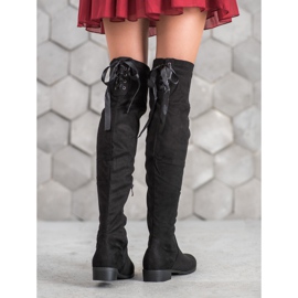 SHELOVET Velúr csizma kötéssel fekete 1