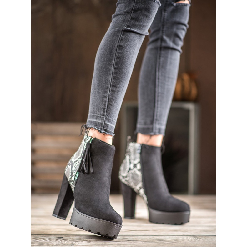 Weide Snake Print Platform csizma fekete 1