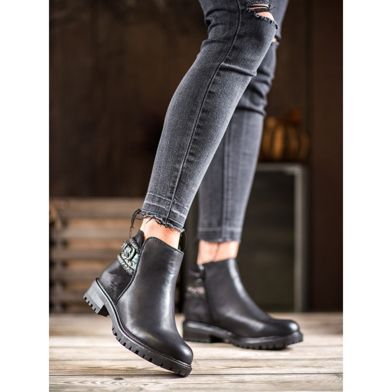 Erynn Alacsony dolgozók dekoratív övvel fekete 2