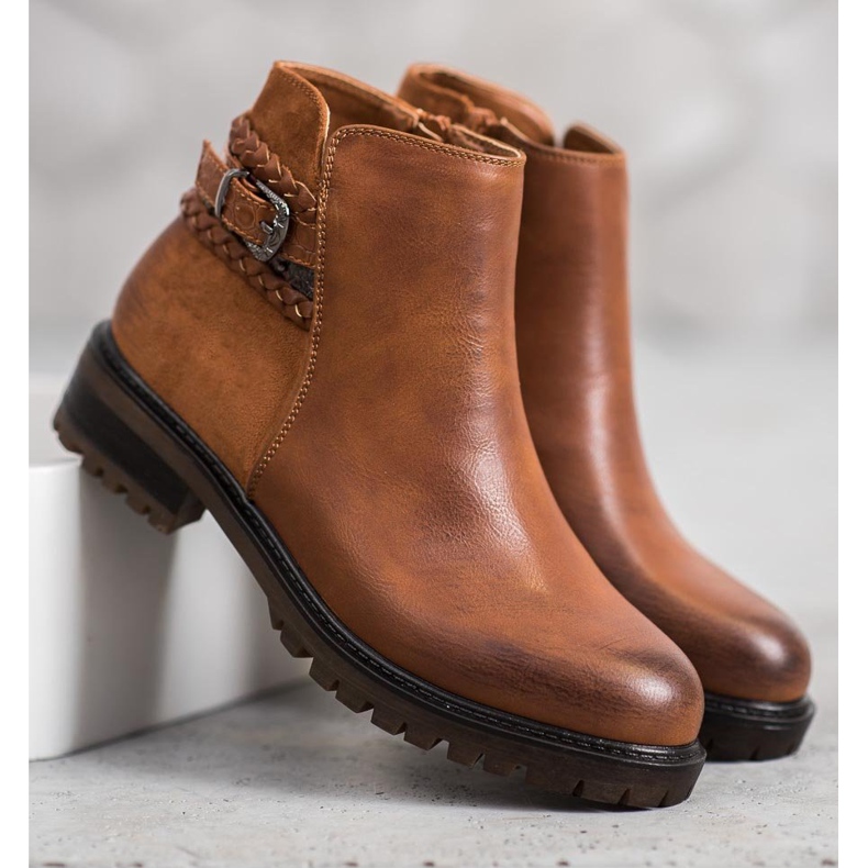 Erynn Alacsony dolgozók dekoratív övvel barna 1