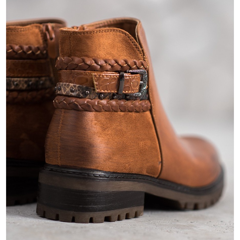 Erynn Alacsony dolgozók dekoratív övvel barna 2