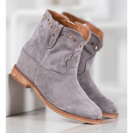 Bella Paris Velúr cowboy csizma fúvókákkal szürke 2