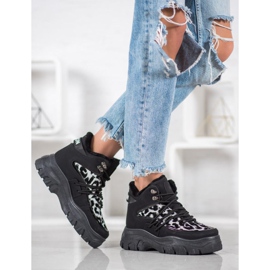 SHELOVET Leopárdmintás cipők fekete 1