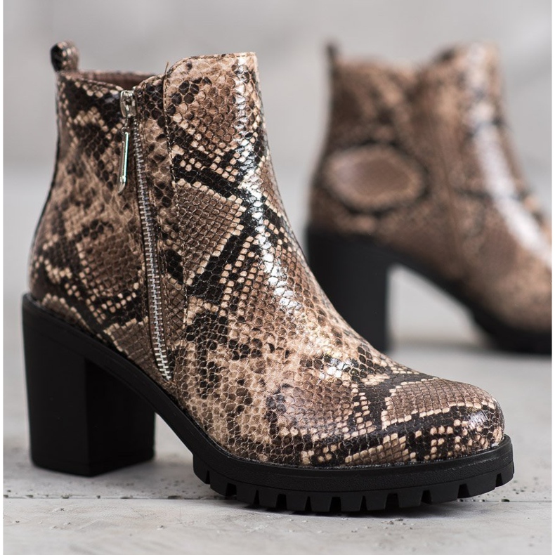 Seastar Snake Print Platform csizma barna sokszínű 2