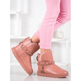 SHELOVET Mukluki Eco bőrrel rózsaszín 2