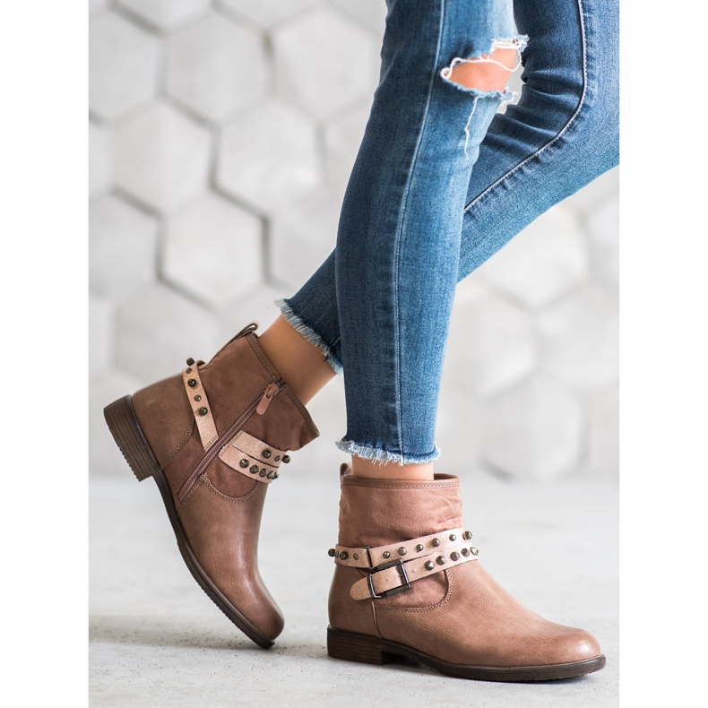 SHELOVET Rózsaszín csizma strasszokkal 1