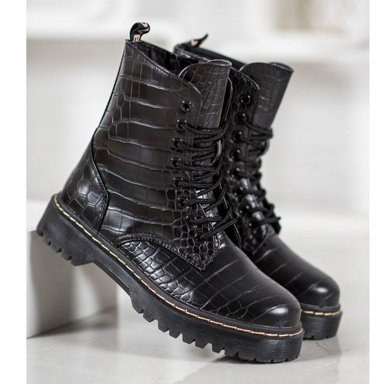 SHELOVET Divatos dolgozók öko bőrrel fekete 1