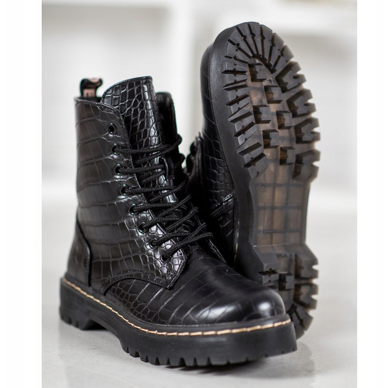 SHELOVET Divatos dolgozók öko bőrrel fekete 2