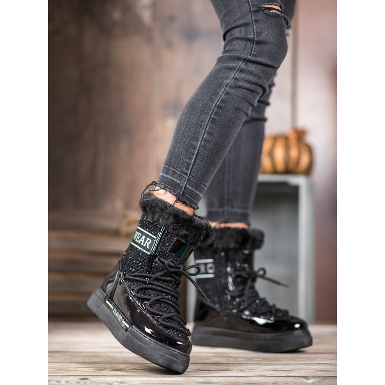 Bella Paris Divatos klasszikus hócsizma fekete 2