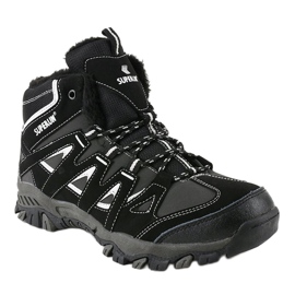 Fekete szilárd, szigetelt férfi túracipő 6282 szürke 1