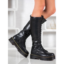 Seastar Fűzős csizma öko bőrrel fekete 1