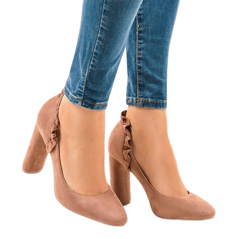 Rózsaszín velúr magas sarkú LE037P 2