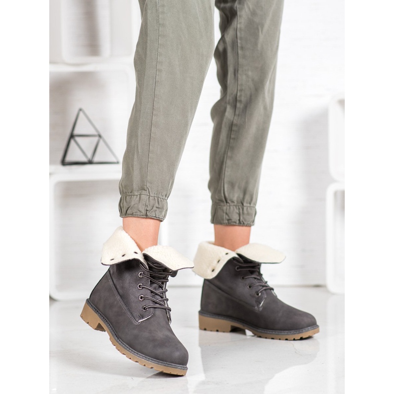 Super Me Szürke csizma báránybőrrel 2