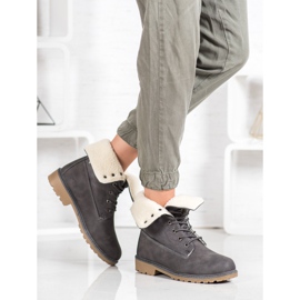 Super Me Szürke csizma báránybőrrel 1