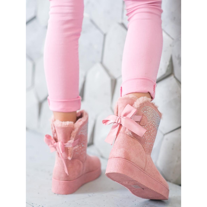 SHELOVET Mukluki Kristályokkal rózsaszín 2