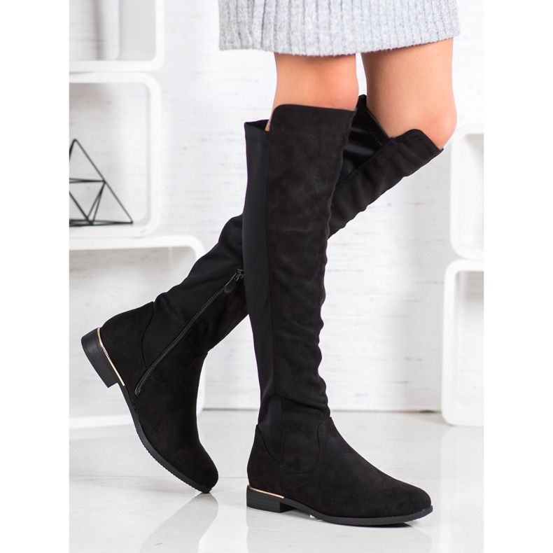 Super Me Velúr combcsizma fekete 1