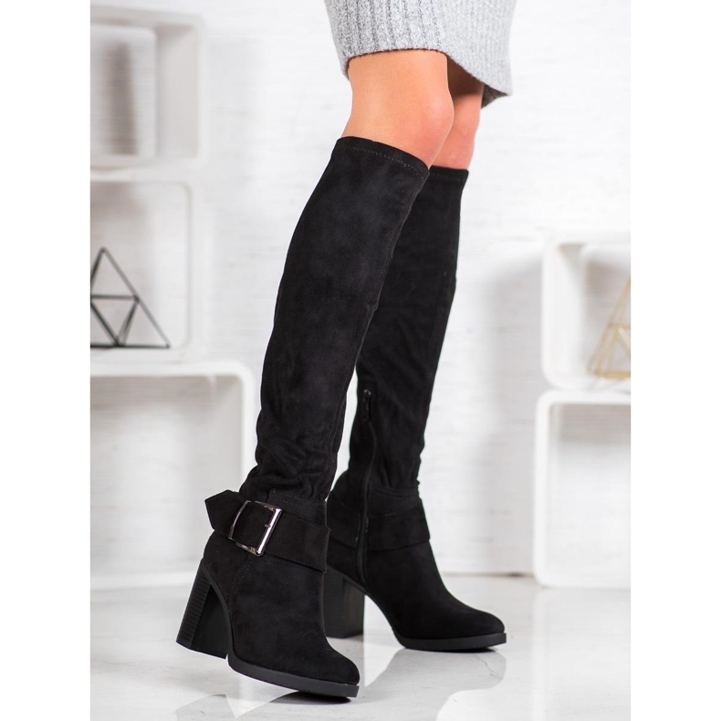 Super Mode Elegáns csizma csattal fekete 1 Super Mode Elegáns csizma csattal fekete 1