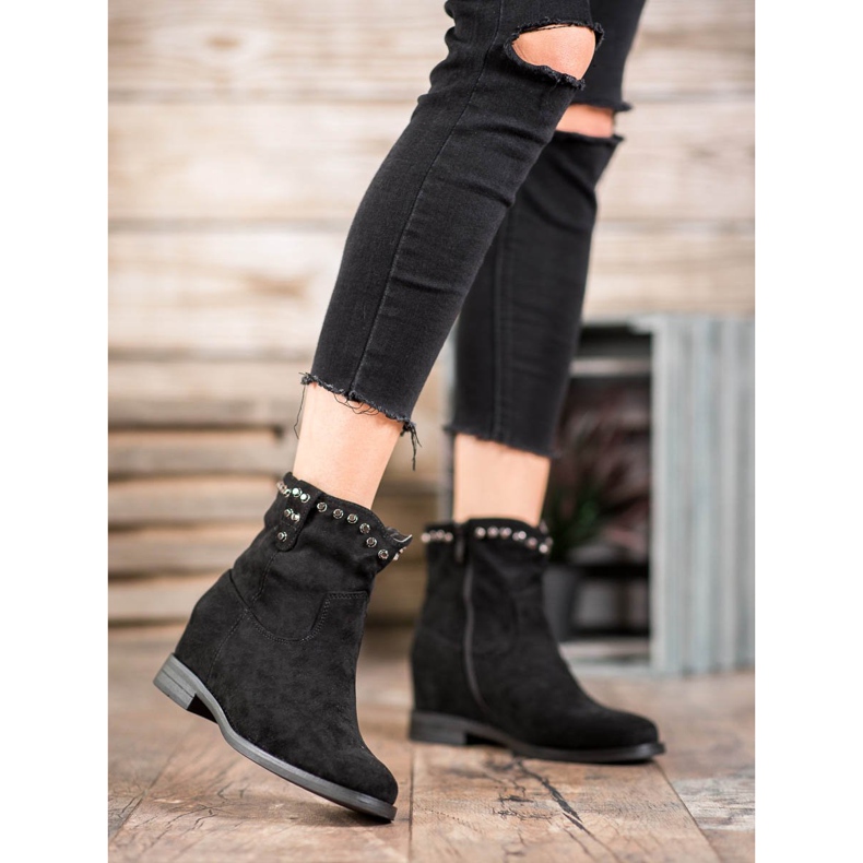 Ideal Shoes Meleg cowboy csizma fúvókákkal fekete 2