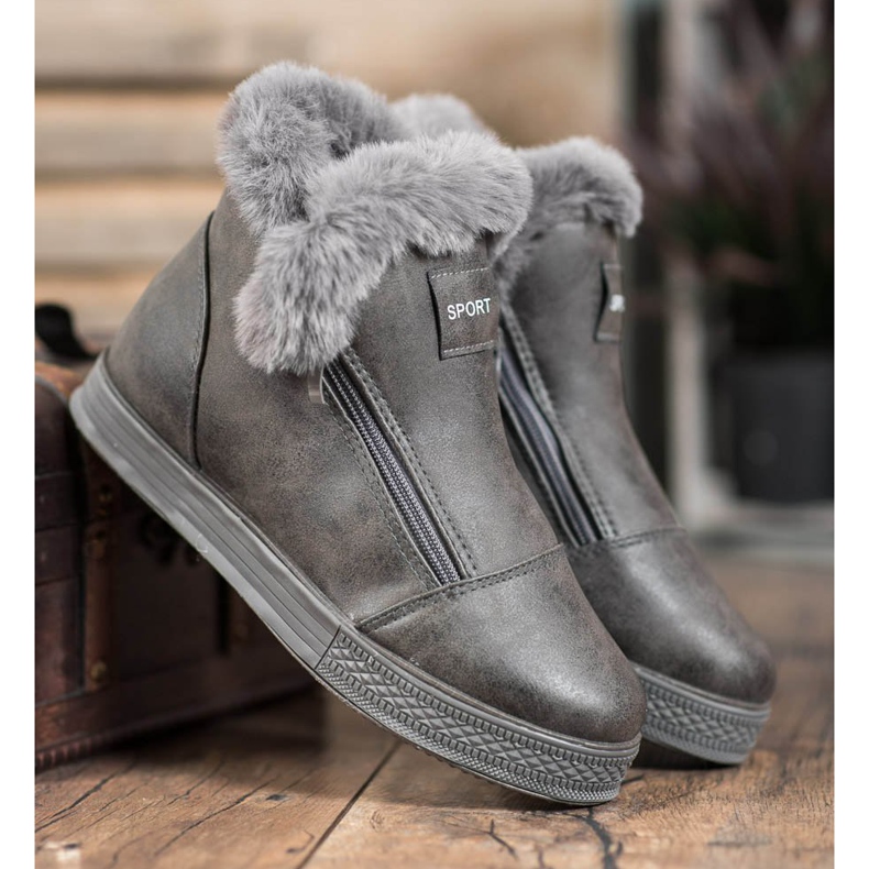 SHELOVET Sportcsizma szőrmével szürke 1