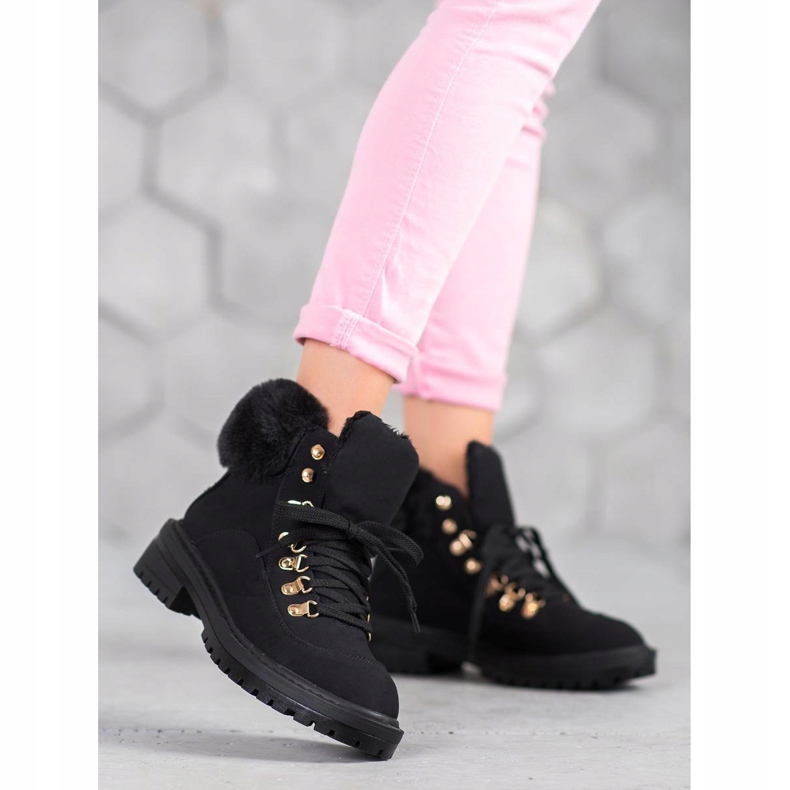 Textil csizma szőrmével VICES fekete 1