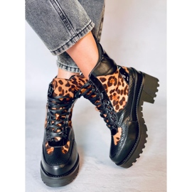 Magas talpú cipő NS067 Leopard fekete 1