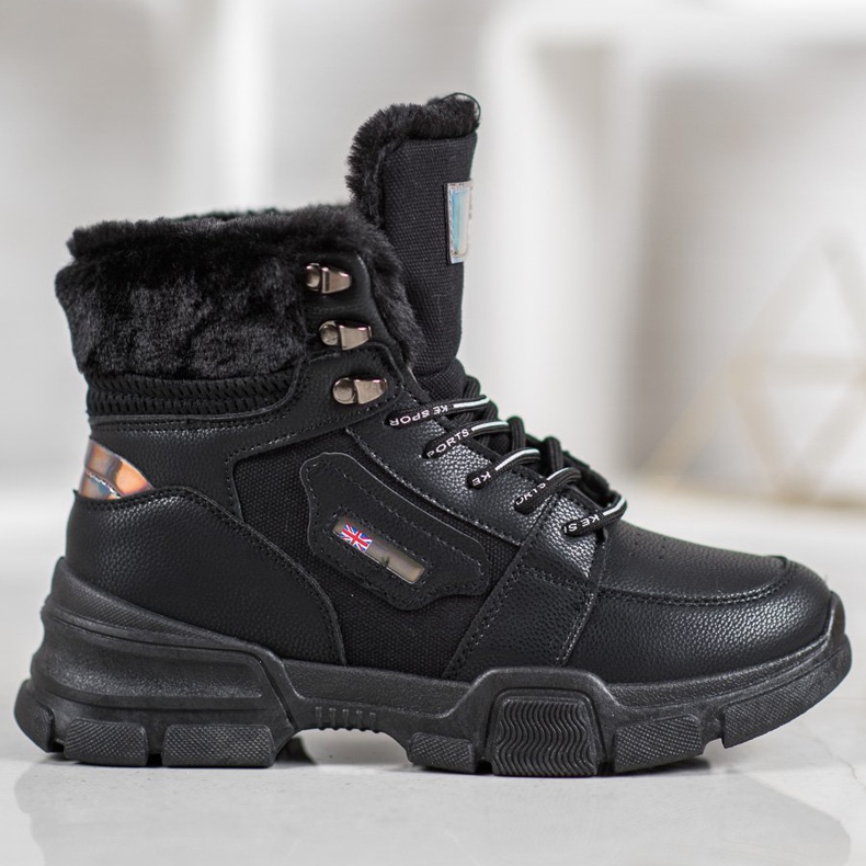 Yes Mile Cipők szőrmével fekete 2