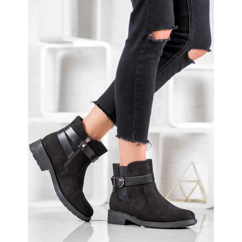 SHELOVET Velúr munkások csattal fekete 1