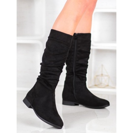 SHELOVET Velúr csizma a térd felett fekete 2