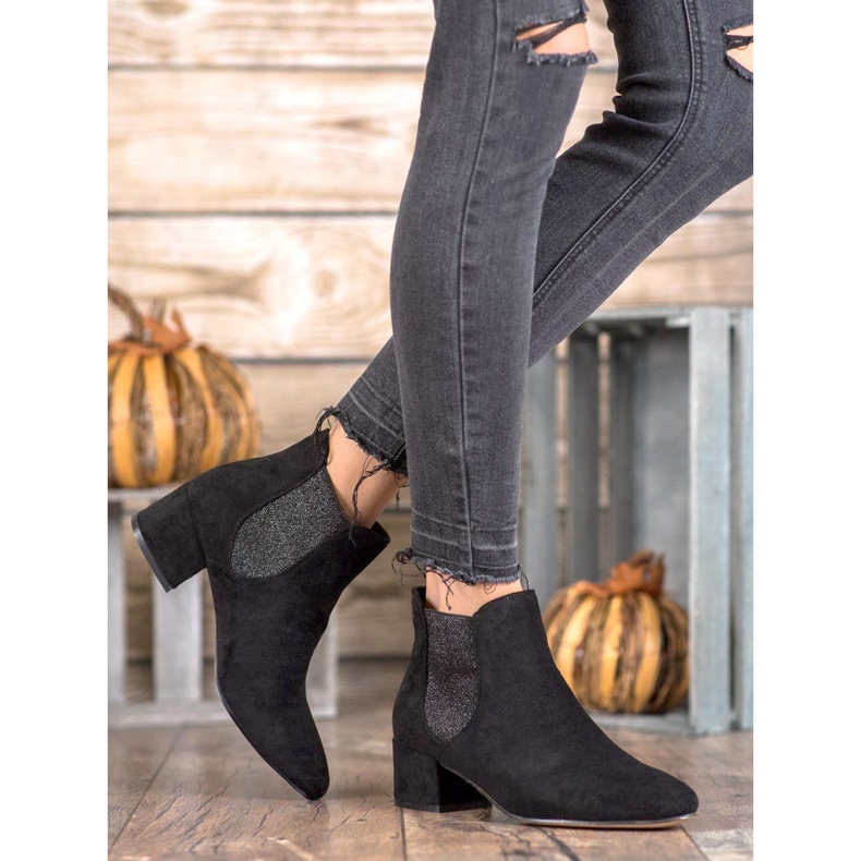 Ideal Shoes Chelsea csizma csillogással fekete 1