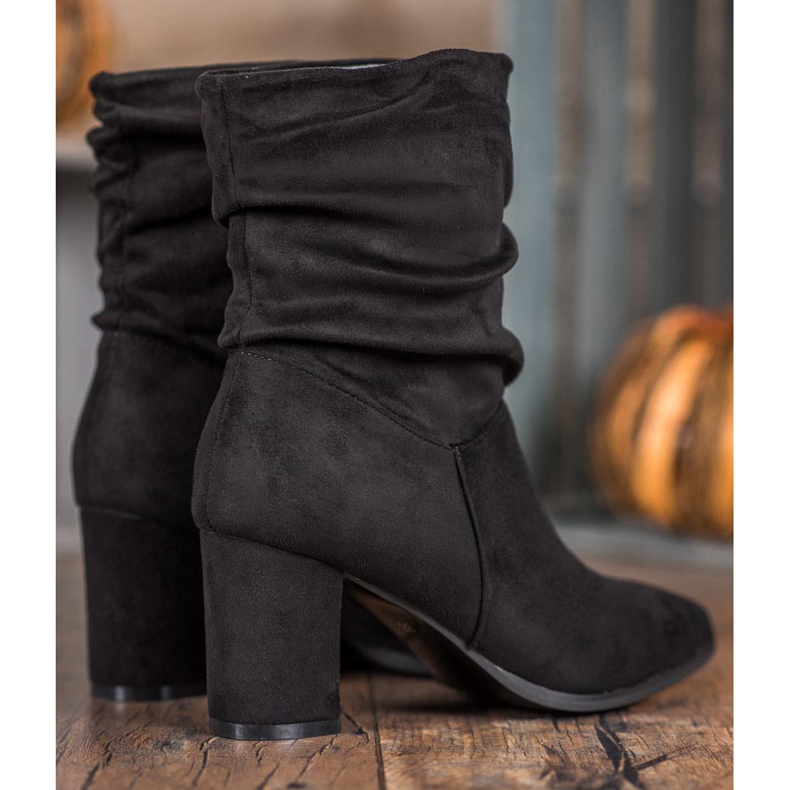 Super Mode Felcsúsztatható, magas sarkú bokacsizma fekete 1