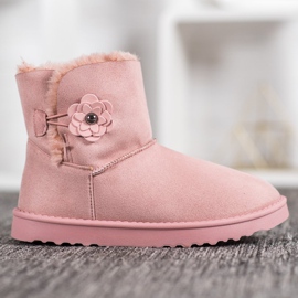 SHELOVET Mukluki Virággal rózsaszín 2