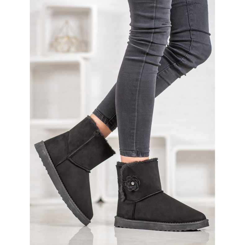 SHELOVET Mukluki Virággal fekete 1