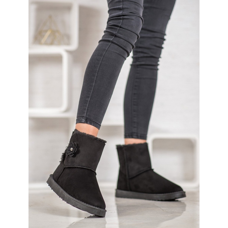 SHELOVET Mukluki Virággal fekete 2