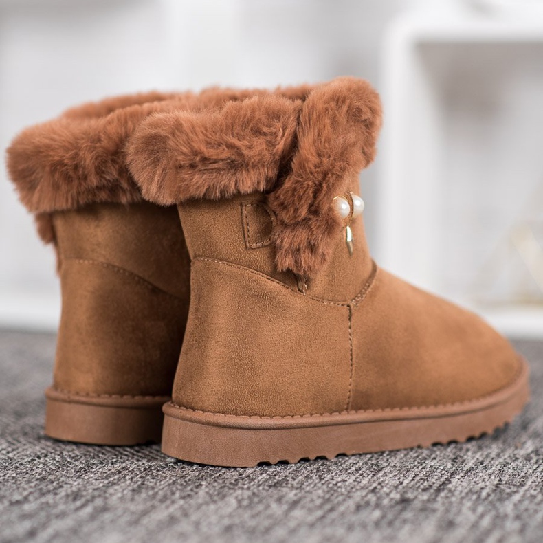 SHELOVET Hócsizma gyöngyökkel barna 2