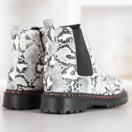 SHELOVET Chelsea csizma a platformon fehér fekete 2