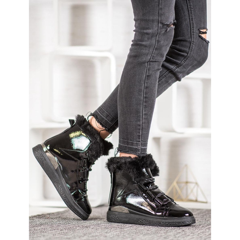 Bella Paris Lakkozott hócsizma fekete 1