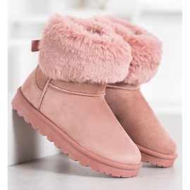 SHELOVET Mukluki szőrmével rózsaszín 2
