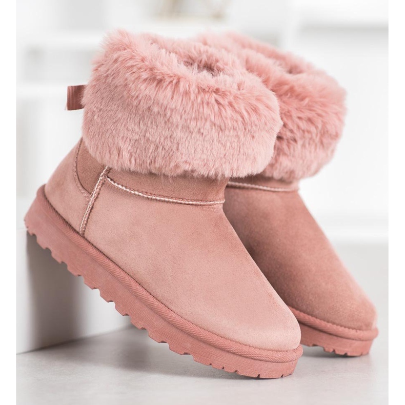 SHELOVET Mukluki szőrmével rózsaszín 2