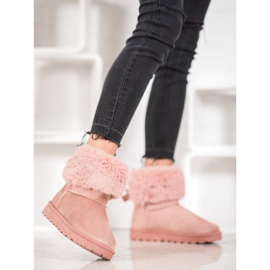 SHELOVET Mukluki szőrmével rózsaszín 1