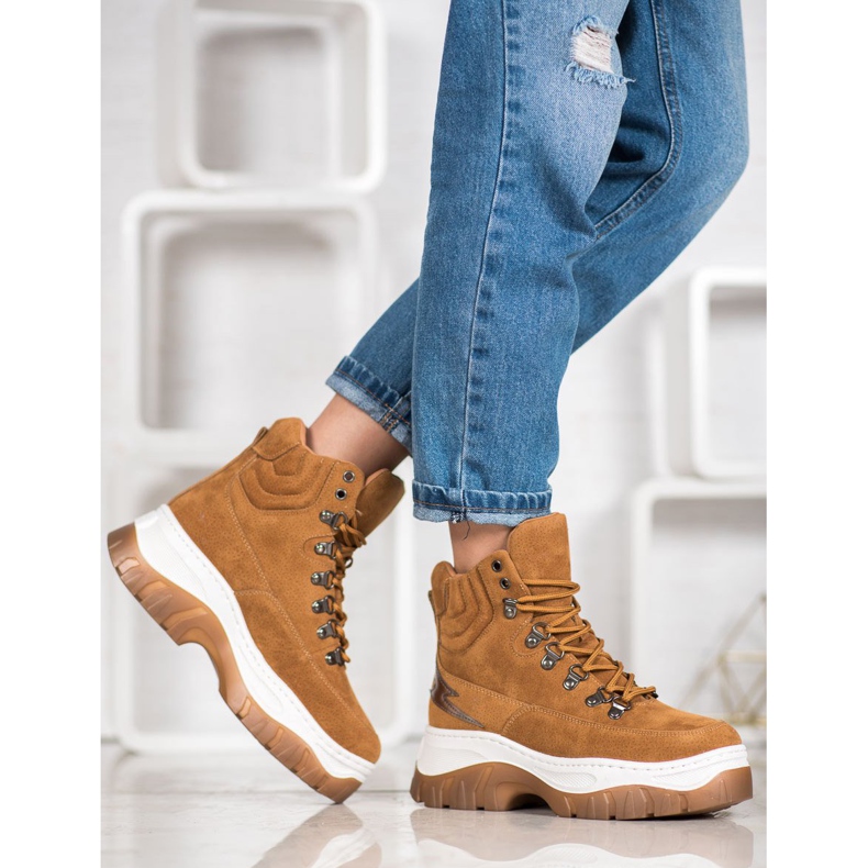 Seastar Divatos fűzős csizma barna 1