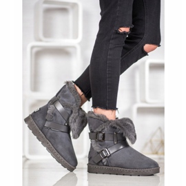 Bona Velúr Mukluki csíkokkal szürke 1