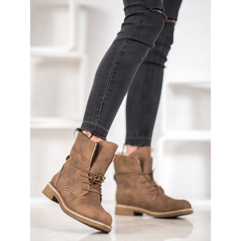 SDS Összekötött csizmák felcsavarható szárral barna 2